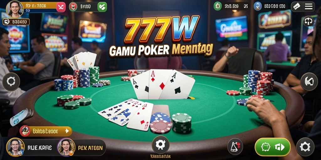 Gambaran gameplay Poker yang mendebarkan di 7777W.