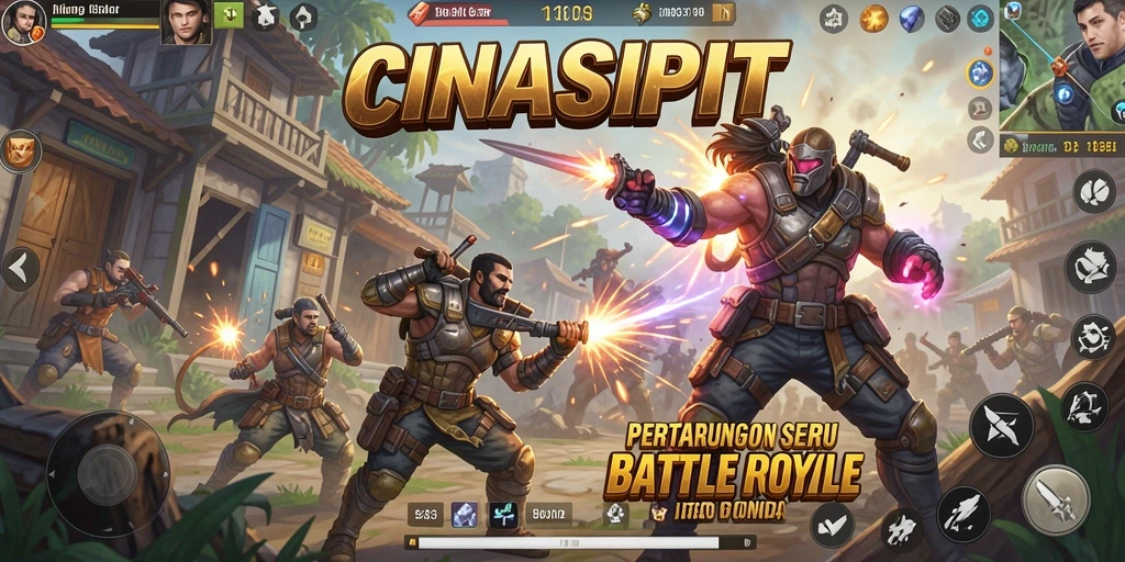 Gameplay seru CINASIPIT dengan pertarungan Battle Royale yang mendebarkan.