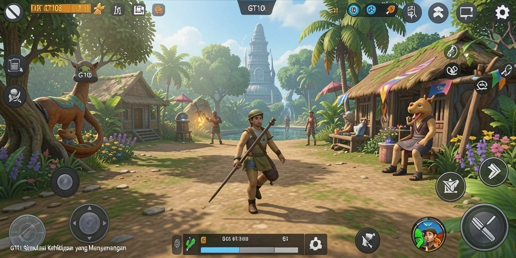 Tampilan gameplay menarik dari GT108 yang menampilkan simulasi kehidupan.