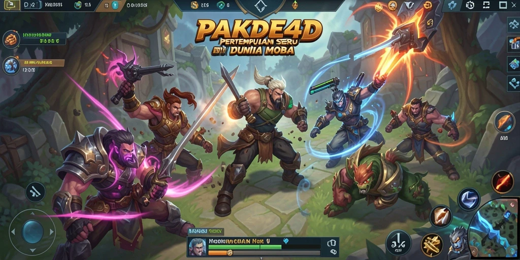 Screenshot gameplay PAKDE4D menampilkan aksi seru pertempuran MOBA.