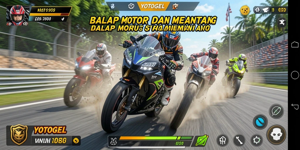 Tampilan gameplay balap motor yang mendebarkan di YOTOGEL.